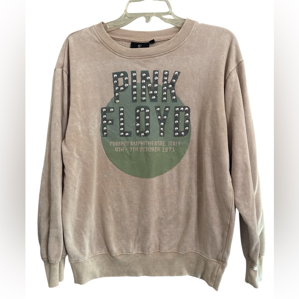 Pink Floyd Blush Graphic Studded Concert Crewneck Sweater Size Small